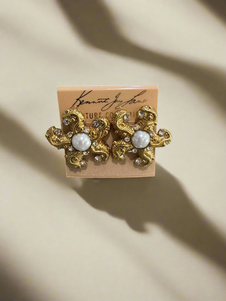 Kenneth Jay Lane Antique Gold Starfish Earring