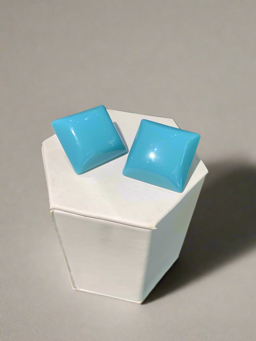 Kenneth Jay Lane Large Diamond Shaped Turquoise Earrings - Mildred Hoit