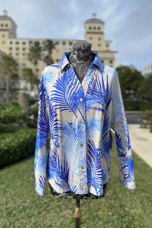 Bali Natural Blue Tech Shirt available at Mildred Hoit in Palm Beach.