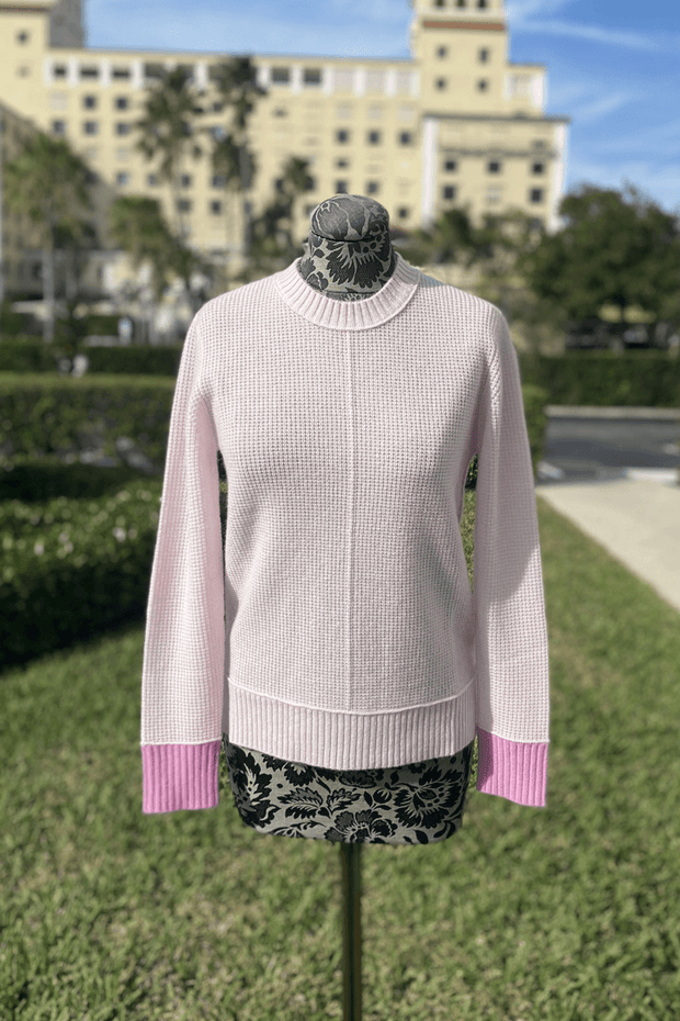Contrast Trim Thermal Crew in Chiffon and Bloom available at Mildred Hoit in Palm Beach.