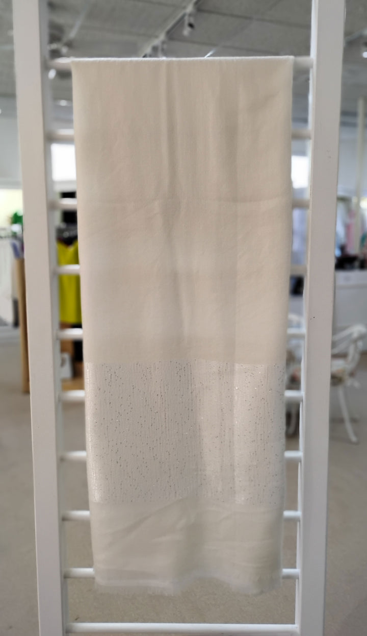 Kinross Sequin Border Shawl in Ivory