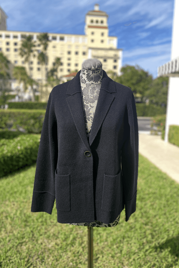 Kinross Notch Collar Cashmere in Black available at Mildred Hoit in Palm Beach.