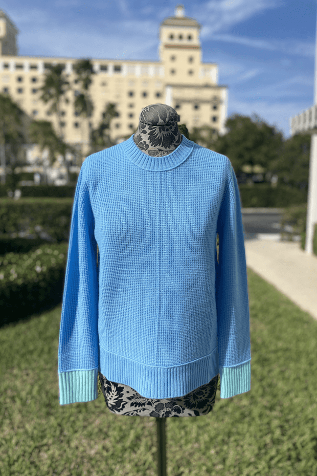Kinross Contrast Trim Thermal Sweater in Mirage available at Mildred Hoit in Palm Beach.