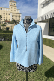 Kinross Doubleknit Quarter Zip Mock Sweater in Dream.