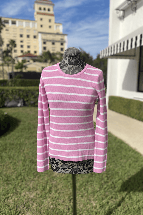 Kinross Thermal Stripe Crew in Bloom available at Mildred Hoit in Palm Beach.