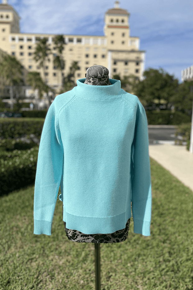 Kinross Garter Stitch Funnel Sweater in Oasis