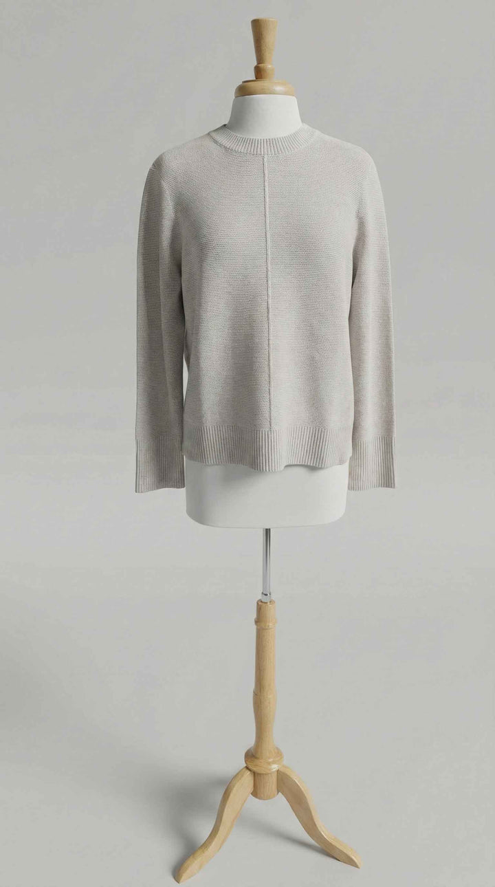 Kinross Marled Micro Garter Crew in Dune & White - Mildred Hoit