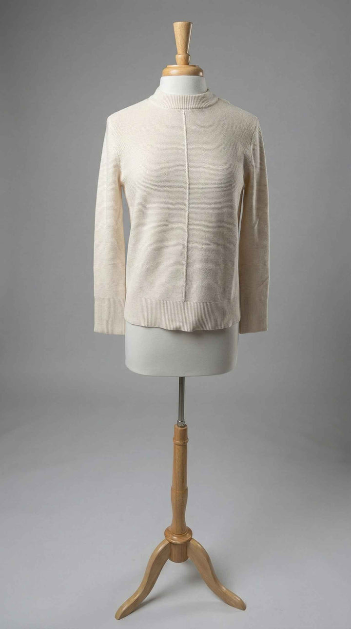 Kinross Marled Micro Garter Crew in Vanilla & White - Mildred Hoit