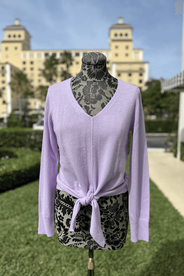 Kinross Tie Front Vee in Lavender available at Mildred Hoit in Palm Beach.