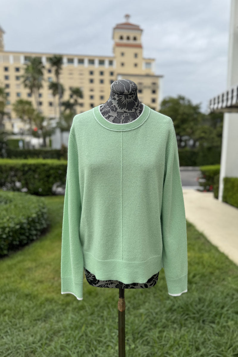 Kinross Tipped Crew in Celadon and Ivory available at Mildred Hoit in Palm Beach.