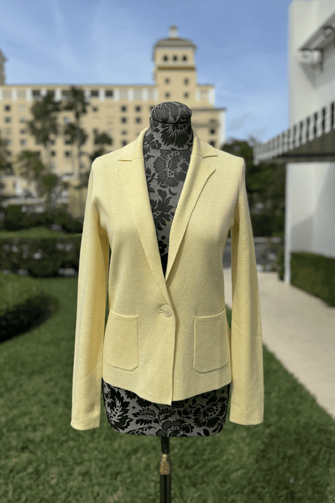 Kinross Notch Collar Cardigan in Sol available at Mildred Hoit in Palm Beach.