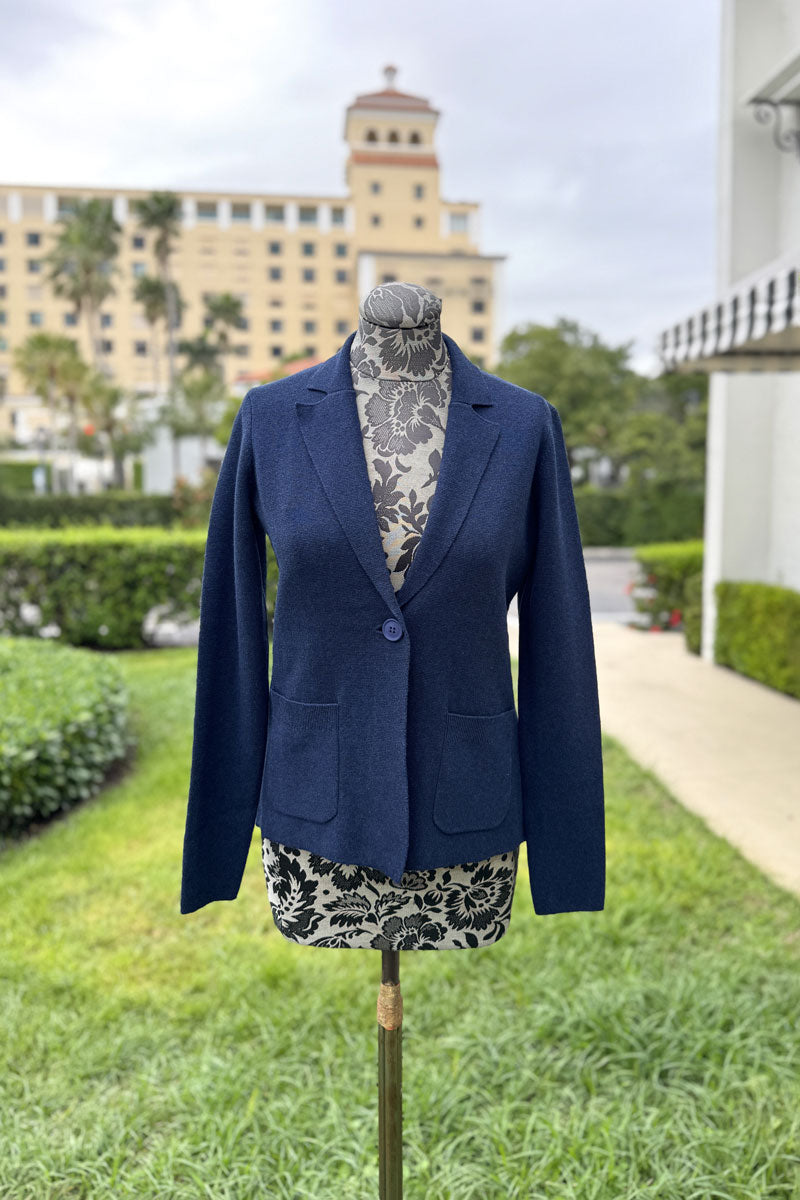 Kinross Back Rib Blazer in Navy available at Mildred Hoit in Palm Beach.