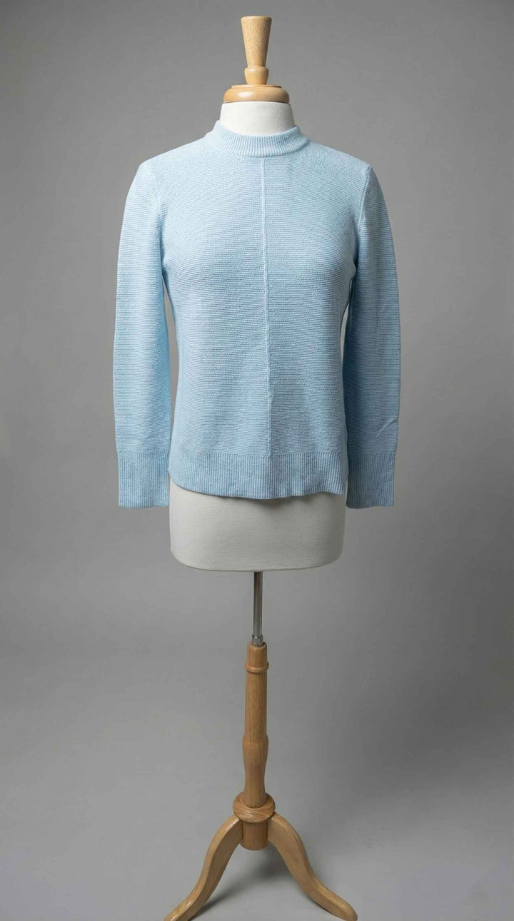 Kinross Marled Micro Garter Crew in Island & White - Mildred Hoit