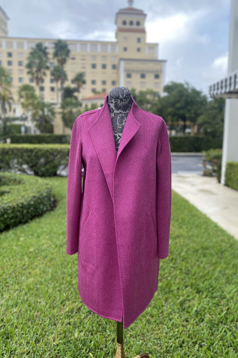 Kinross Rib Sleeve Coat in Raspberry