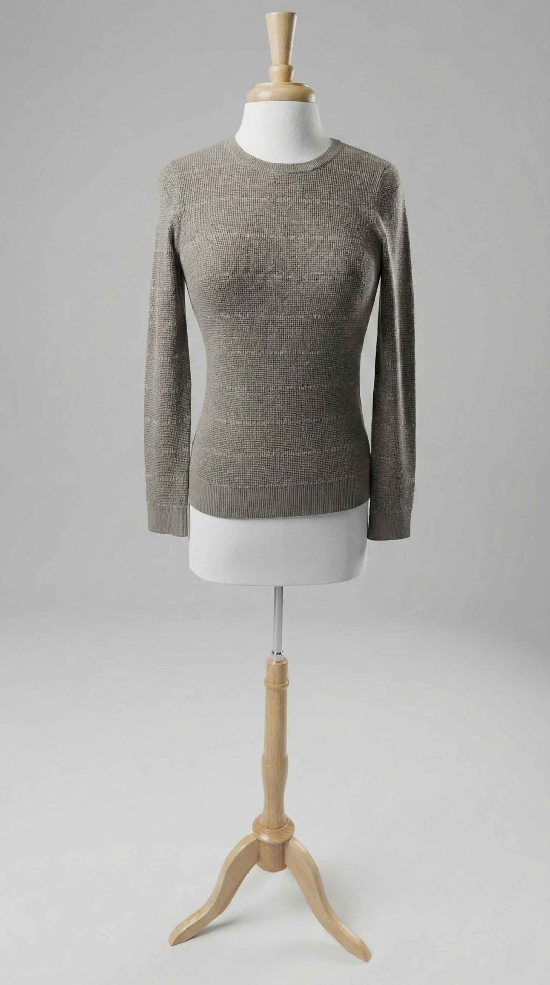Kinross Thermal Lurex Stripe Crew in Coco - Mildred Hoit