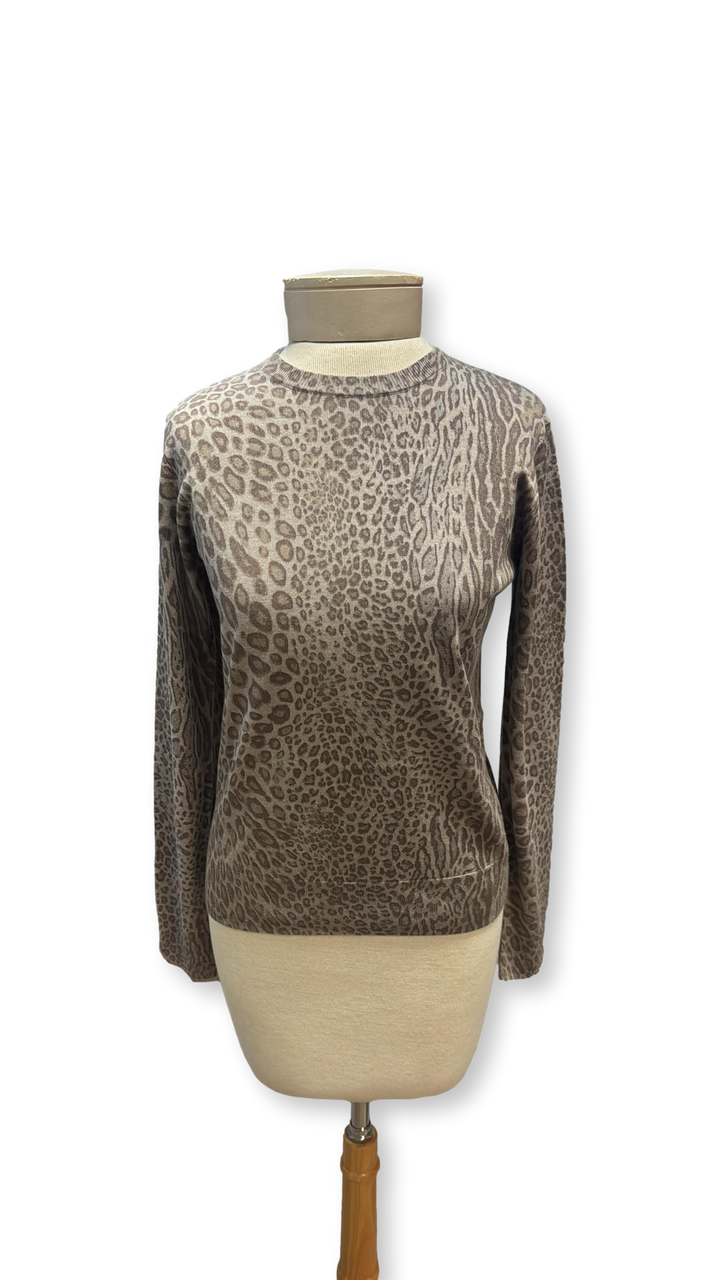Kinross Cashmere Leopard Print Crew