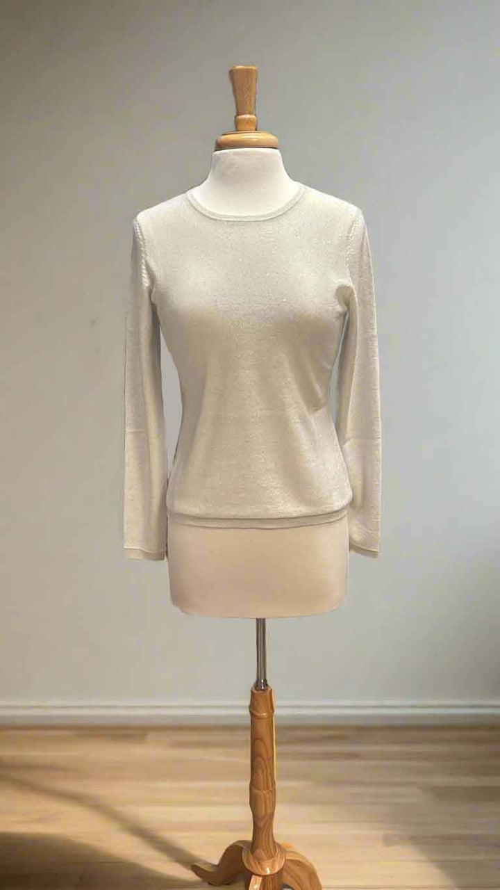 Kinross Sequin Crew in Ivory