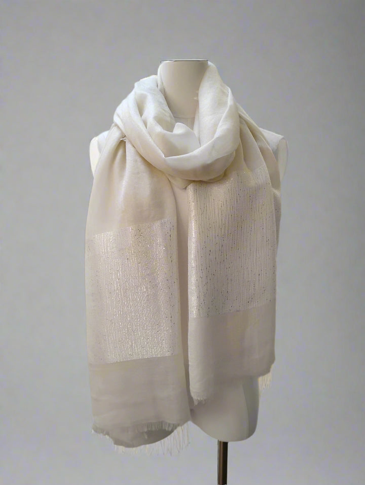 Kinross Sequin Border Shawl in Ivory