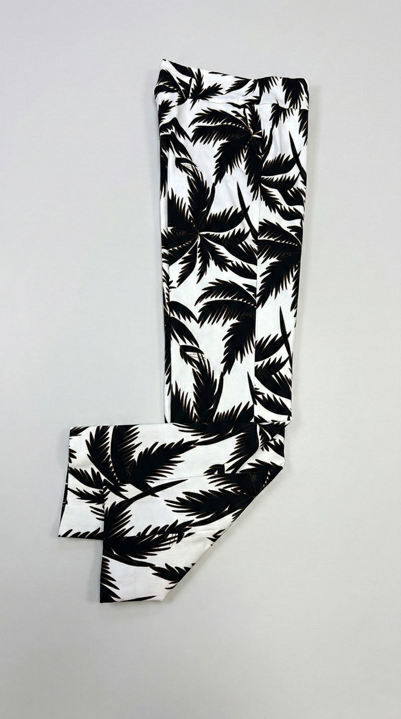 Krazy Larry Pull-On Pant in Black Leaf Print - Mildred Hoit