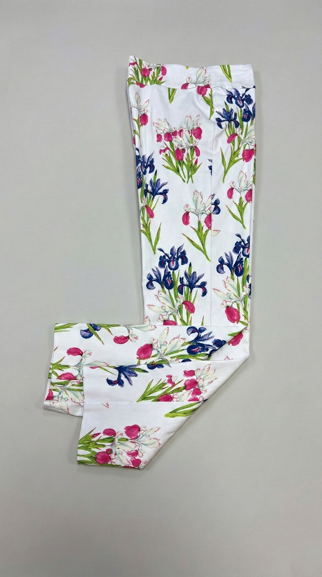 Krazy Larry Pull-On Pants in Pink Iris Print - Mildred Hoit