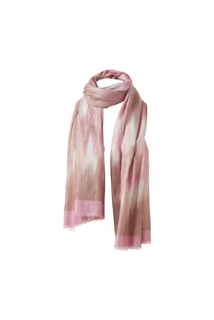 Kinross Brushed Ikat Print Scarf in Ballet Multi