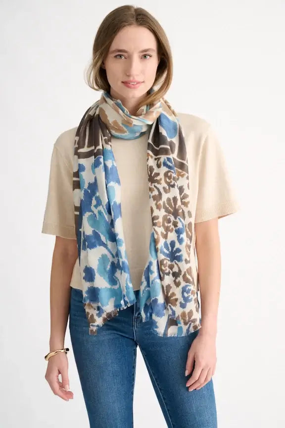 Kinross Modern Glen Print Scarf in Loch