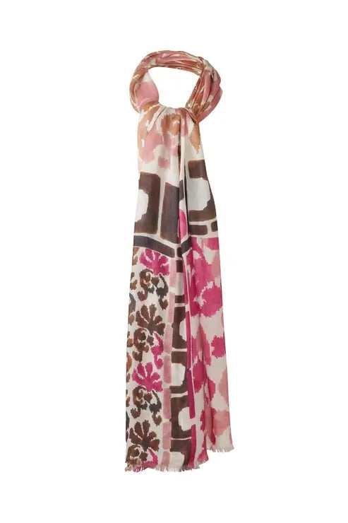 Kinross Modern Glen Print Scarf in Cranberry
