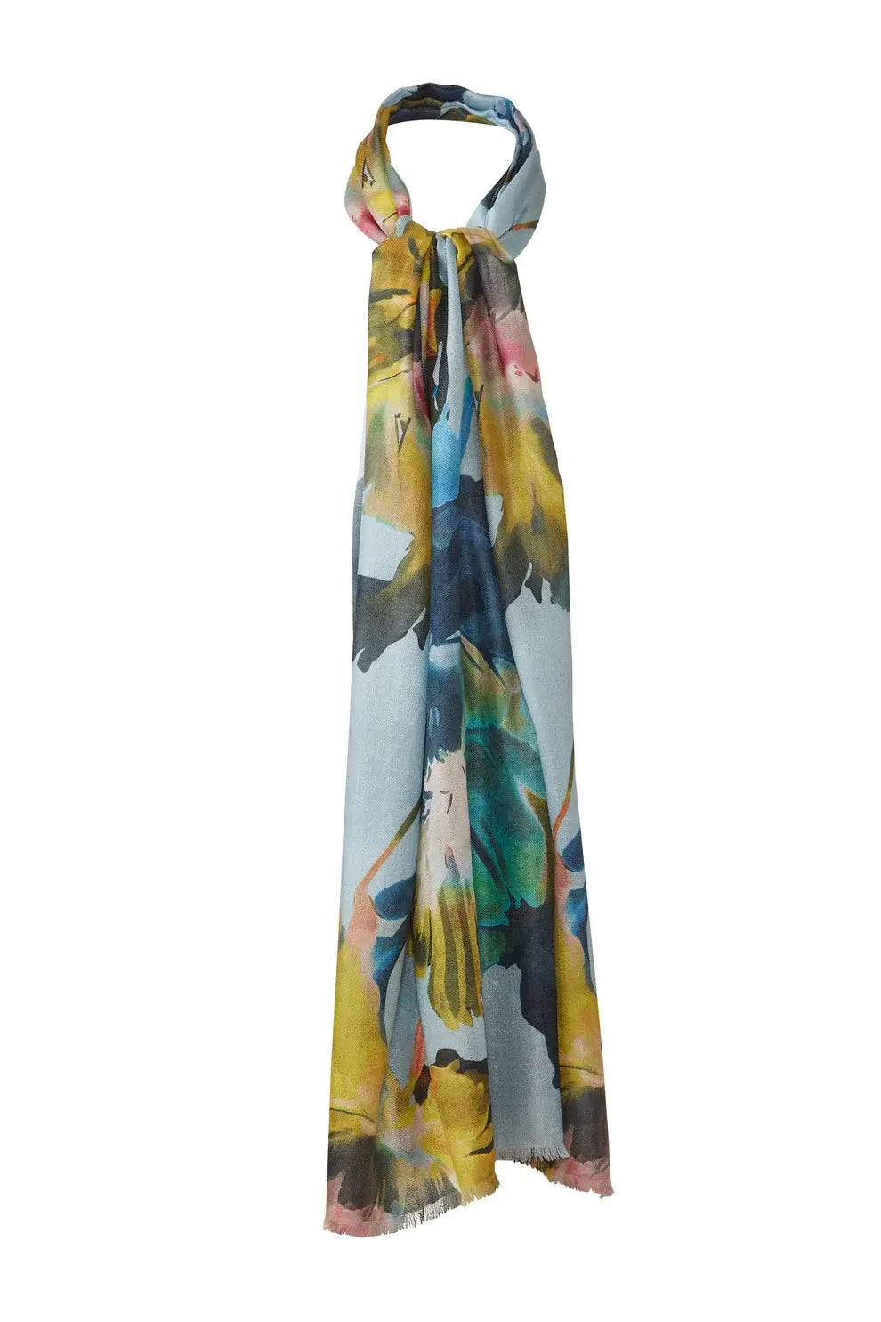 Kinross Highland Blooms Print Scarf in Horizon