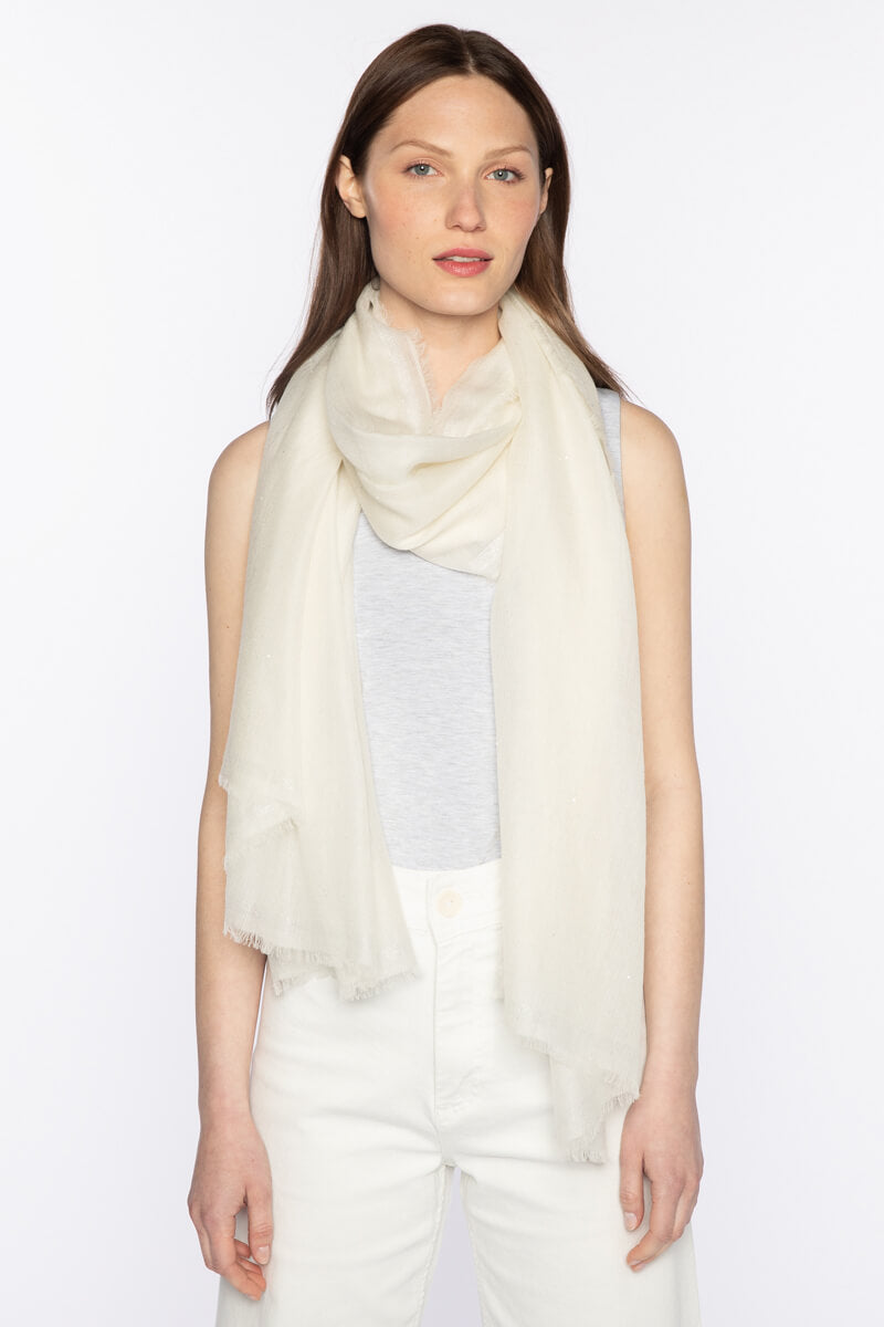 Kinross Sequin Shawl in Ivory - Mildred Hoit