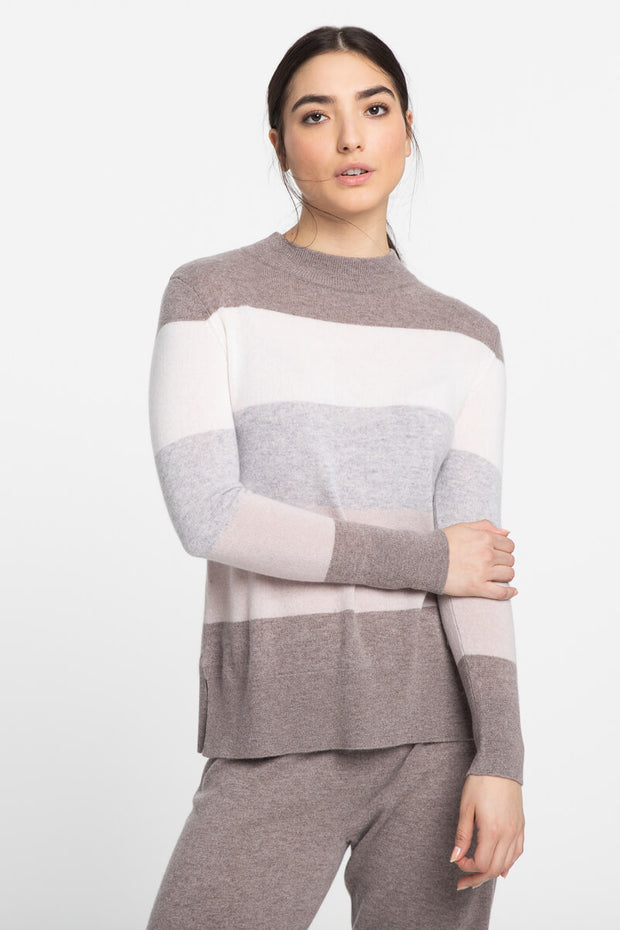 Kinross Wide Stripe Crew Pullover in Seal available at Mildred Hoit in Palm Beach.