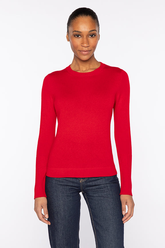 Kinross Cashmere Crewneck in Crimson
