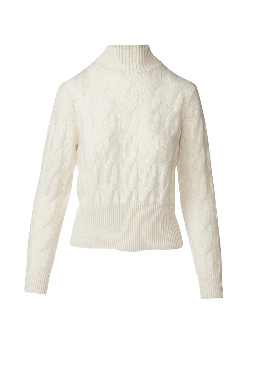 Kinross Cable Mock Sweater in Pearl