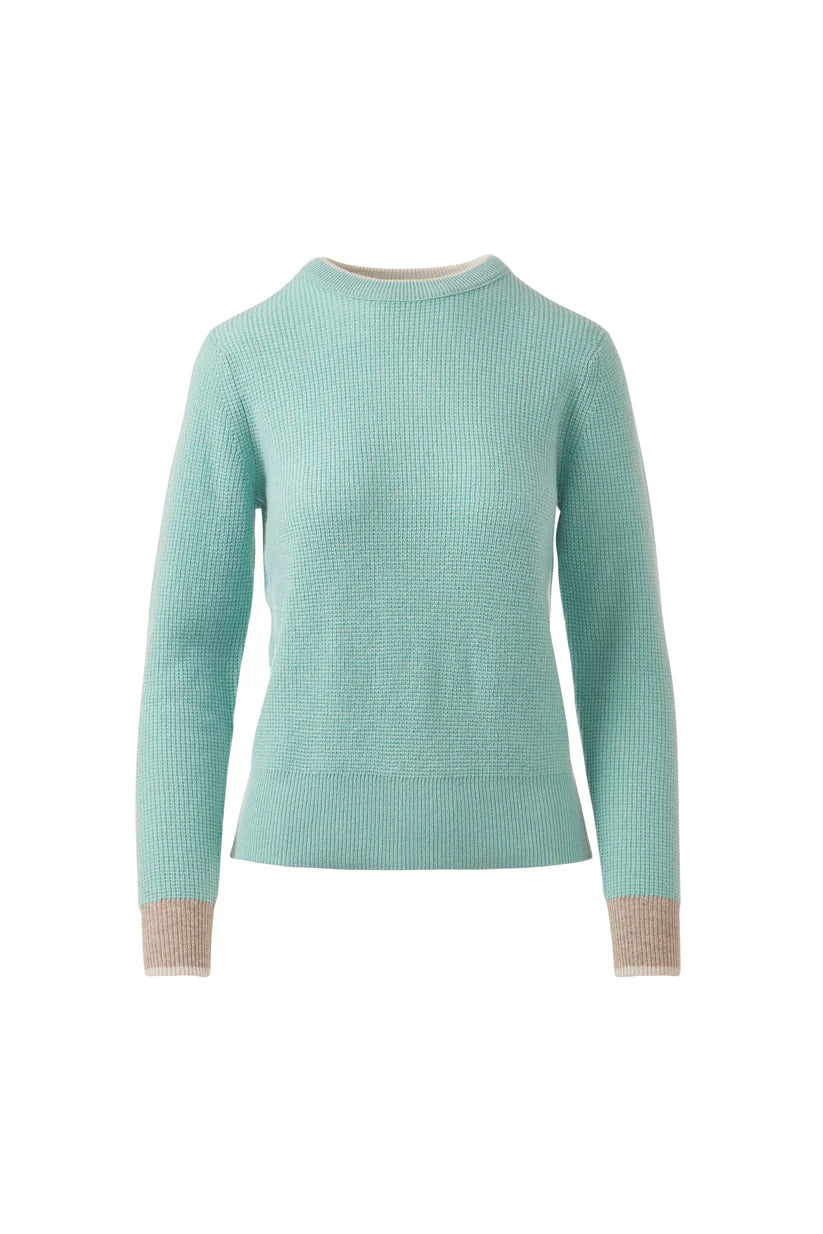 Kinross Cashmere Thermal Tipped Crew in Spa - Mildred Hoit