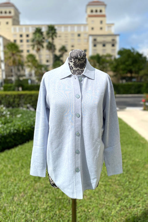 Kinross CC Shacket in Mist available at Mildred Hoit in Palm Beach.