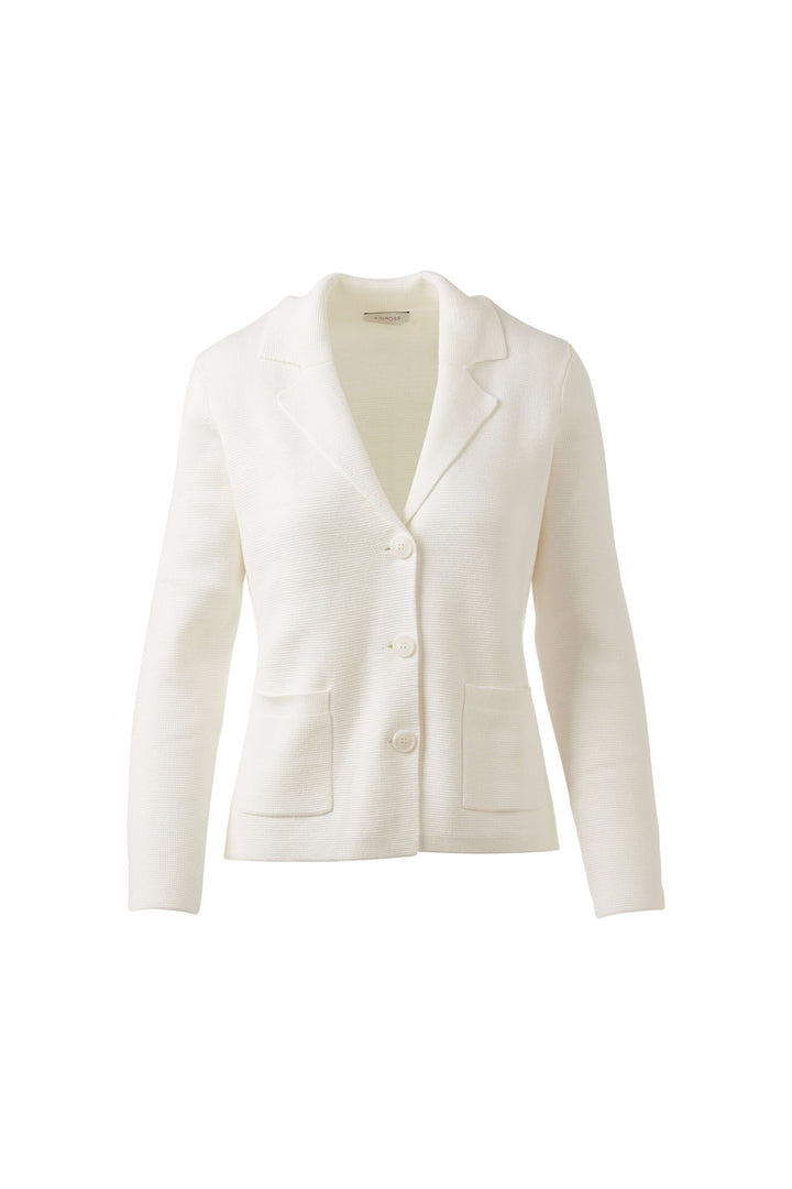 Kinross Soft Cotton Fitted Notch Collar Cardigan in Cream