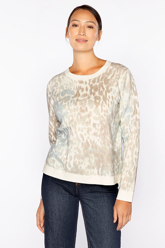 Kinross Cashmere Leopard Print Sweatshirt