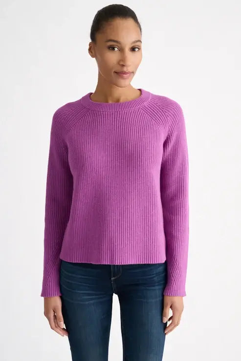 Kinross Rib Raglan Crew in Heather