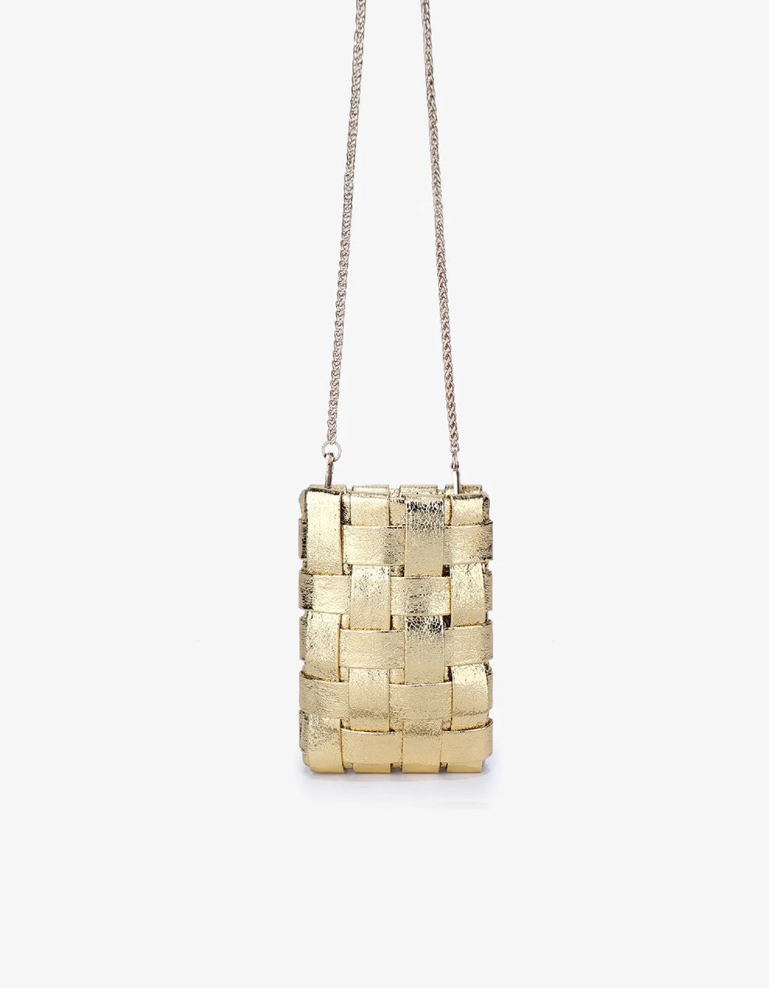 Lindy Woven Cellphone Bag in Hi Shine Gold - Mildred Hoit