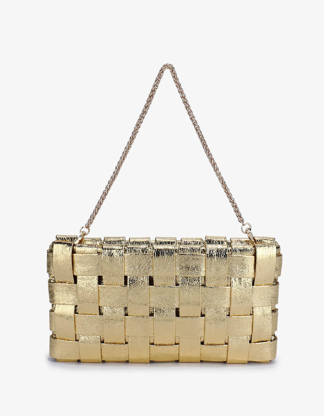 Lindy Small Woven Back in Metallic Platinum