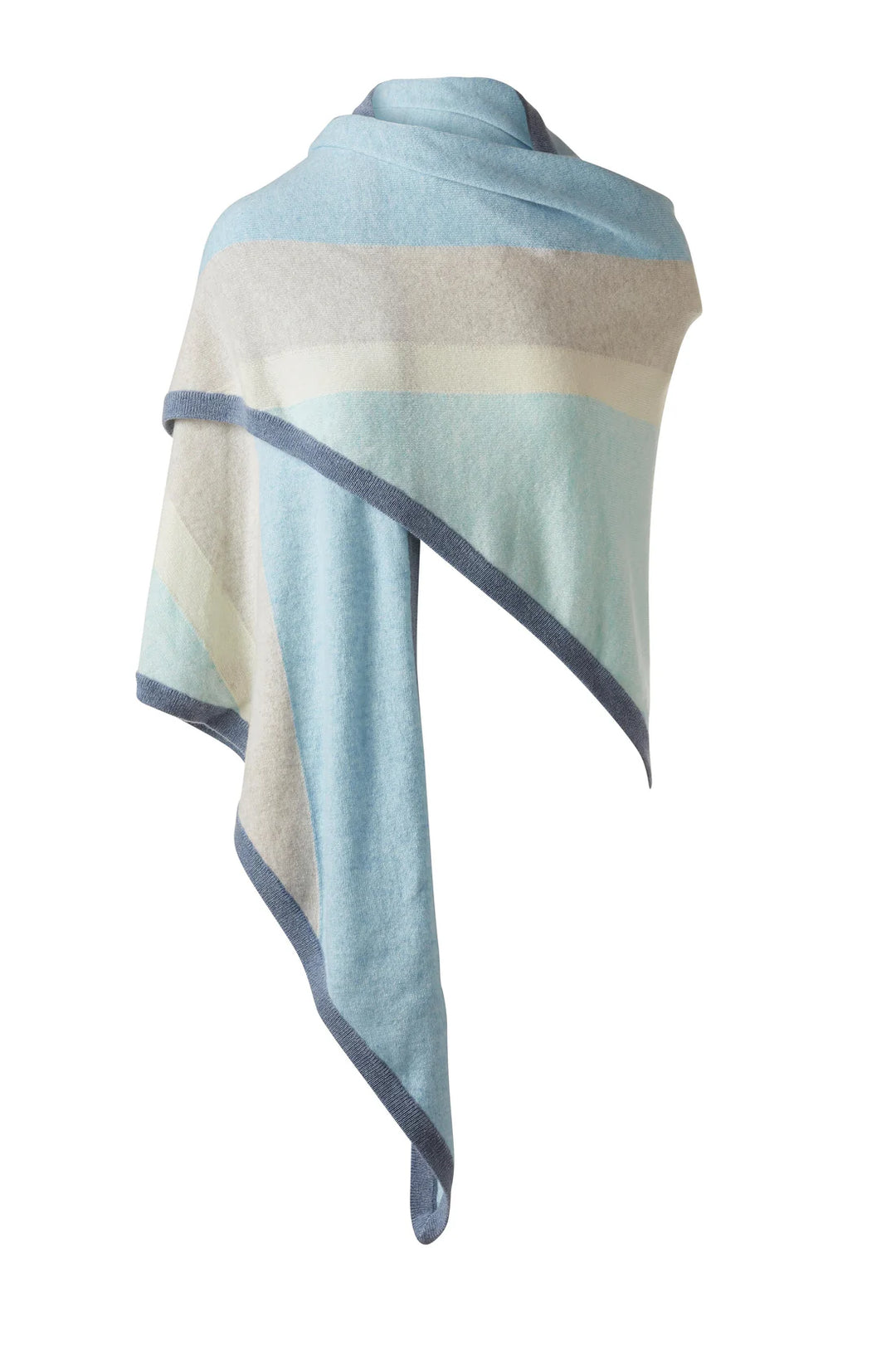 Kinross Stripe Triangle Wrap in Seaglass Multi - Mildred Hoit