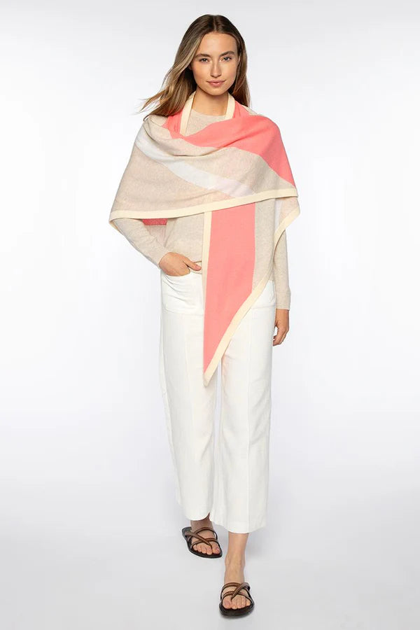 Kinross Stripe Triangle Wrap in Cameo Multi - Mildred Hoit