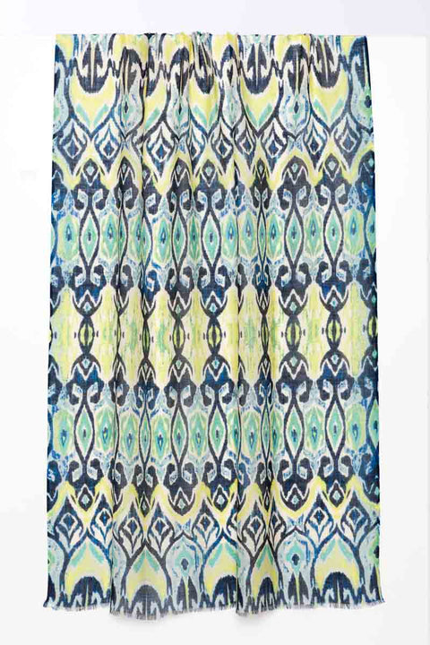 Kinross Surfside Geo Print Scarf in Calypso available at Mildred Hoit in Palm Beach.