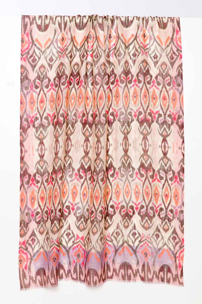 Kinross Surfside Geo Print Scarf in Flamingo available at Mildred Hoit in Palm Beach.