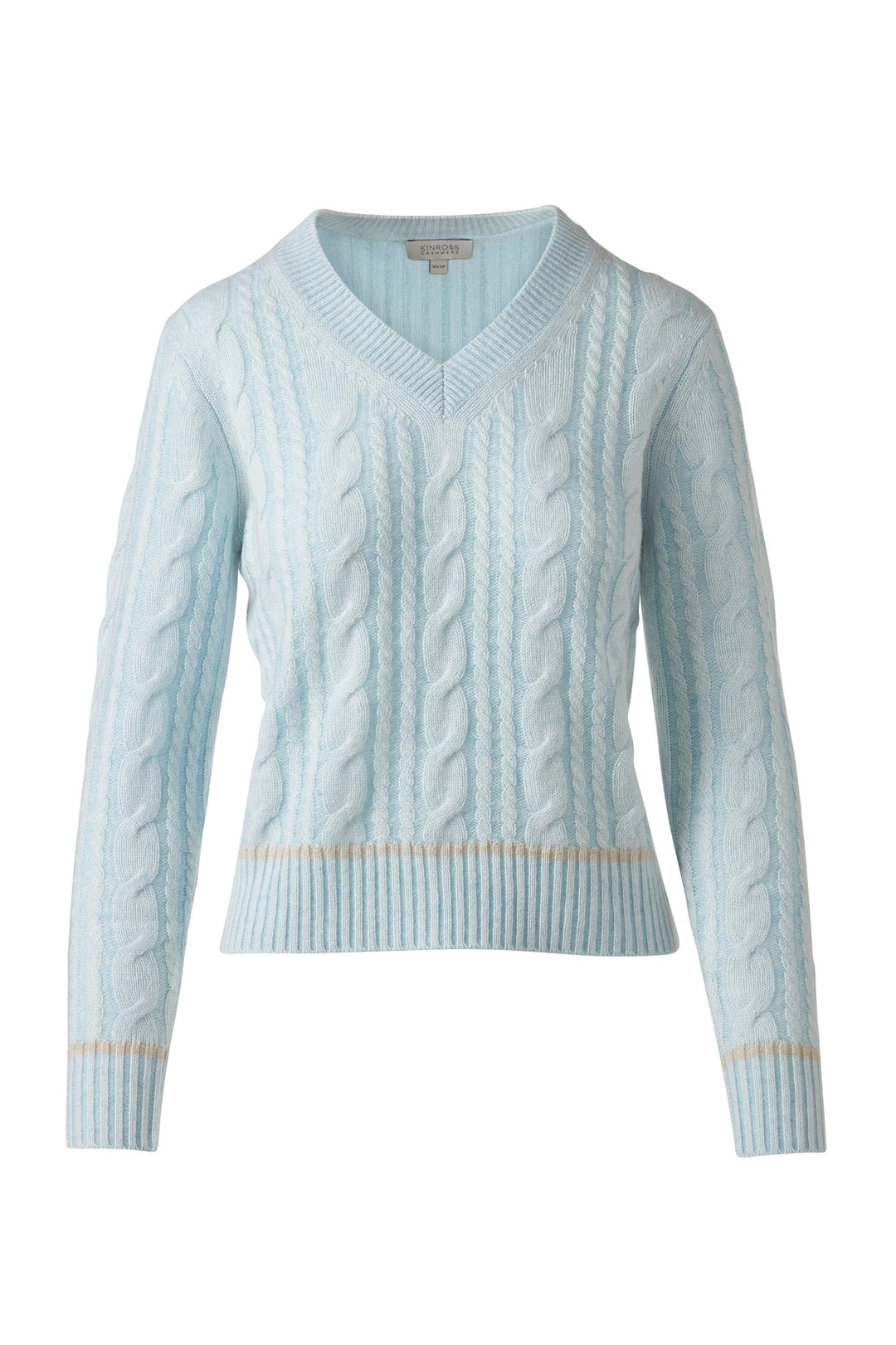 Kinross Cable Vee in Island Multi - Mildred Hoit