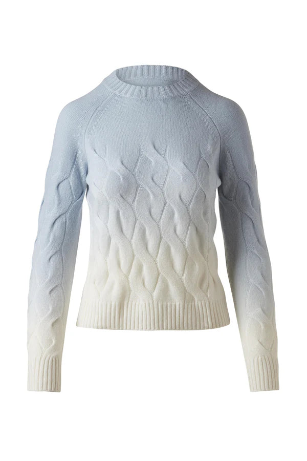 Kinross Wandering Cable Ombre Crew in Cove - Mildred Hoit
