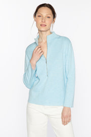 Kinross Doubleknit Quarter Zip Mock Sweater in Dream available at Mildred Hoit in Palm Beach.