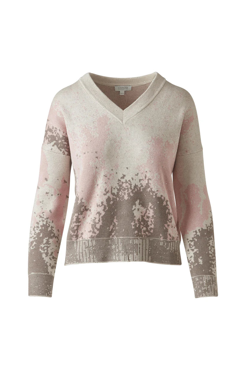 Kinross Sequin Jacquard Crew in Rosedust Multi - Mildred Hoit