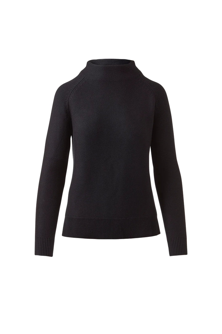 Kinross Garter Funnel Sweater in Black