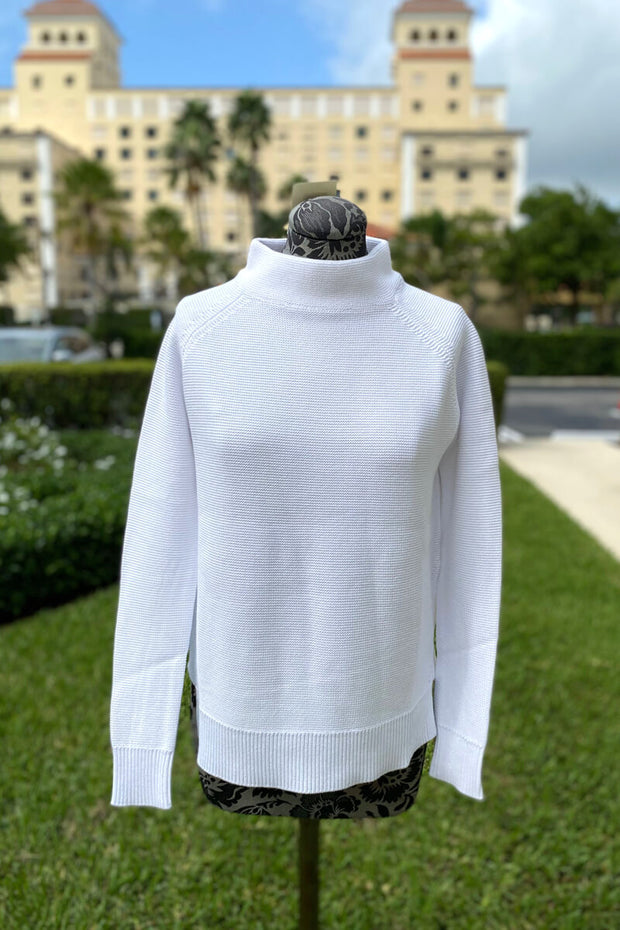 Kinross Garter Stitch Funnel Sweater in Winter White