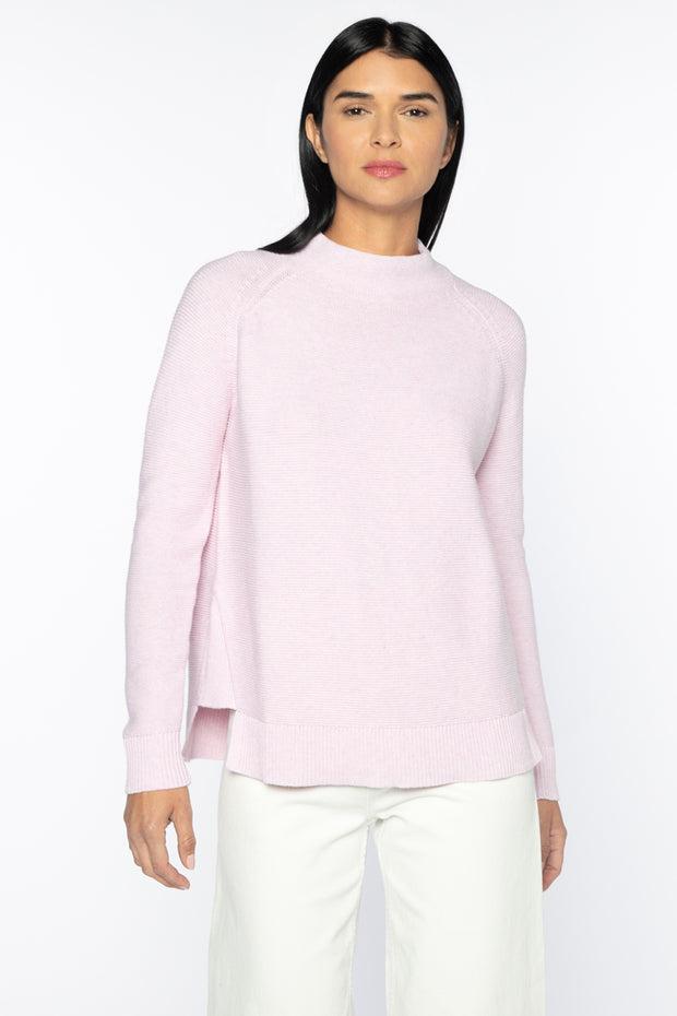 Kinross Garter Stitch Funnel Sweater in Chiffon available at Mildred Hoit in Palm Beach.